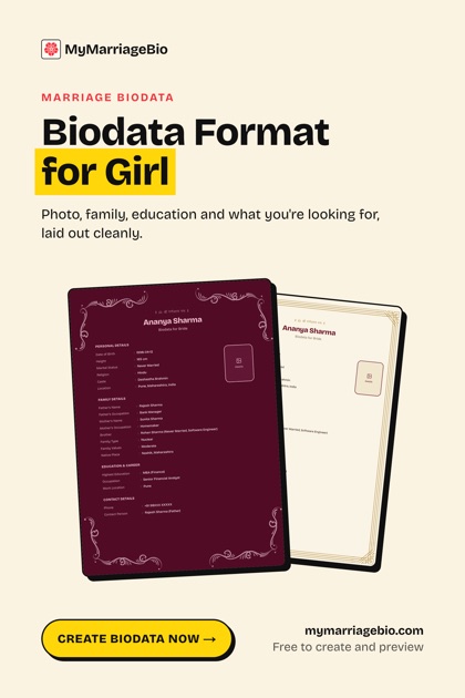 Pin: biodata format for a girl.